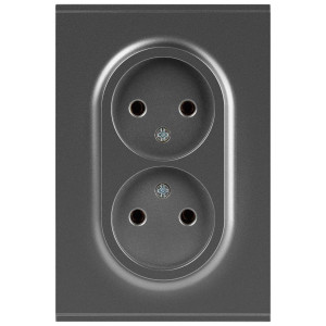 Розетка Эра Arktik 16-2107-06 без заземления двойная 2X2P 16А-250В графит Б0071686