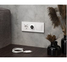 Комплект механизма электрической розетки 2USB С+C 20W с/з на винтовых зажимах 16A-250V Alfa Белый глянец Quant Ambrella Volt MA110510 (AP1105, VM165)