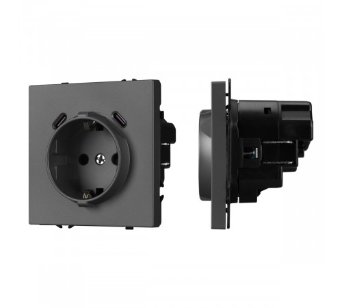 Механизм розетки с USB зарядкой Arlight SCT-NOBE-MUCC-SFPL-GR (230V, 16A) 061816