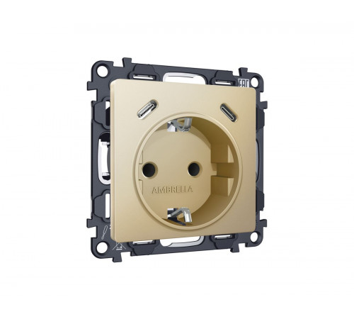 Комплект механизма электрической розетки 2USB С+C 20W Ambrella Volt MA610510 (быстрая зарядка) с/з на винтовых зажимах 16A-250V Alfa Шампань Quant Комплект механизма электрической розетки 2USB С+C 20W Ambrella Volt MA610510 (быстрая зарядка) с/з на винтовых зажимах 16A-250V Alfa Шампань Quant