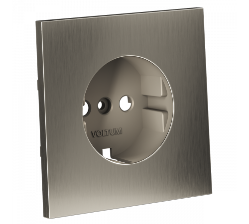 Накладка для розетки с заземлением Voltum S70 Metal (никель) VLSM000611