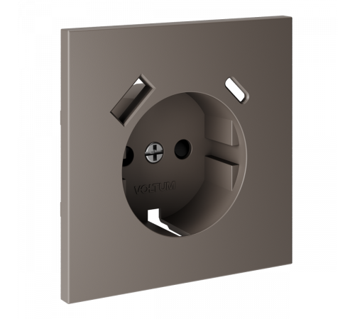 Накладка для розетки с заземлением и защитными шторками, с USB A+C Voltum S70 (капучино) VLS001014