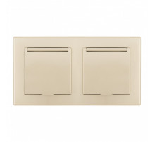 Розетка двойная (двухпостовая) с/з и шторками Arte Milano SET06-2-41-1x2 shampan