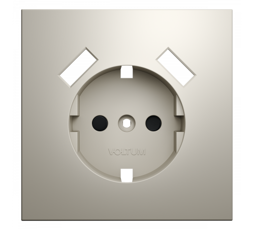 Накладка для розетки с заземлением и защитными шторками, с USB A+A Voltum S70 (кашемир) VLS000903