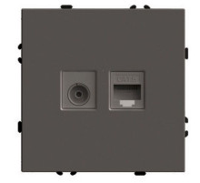 Розетка TV + компьютерная RJ-45 (механизм) Stekker Эмили RST00-5106-09 антрацит soft touch