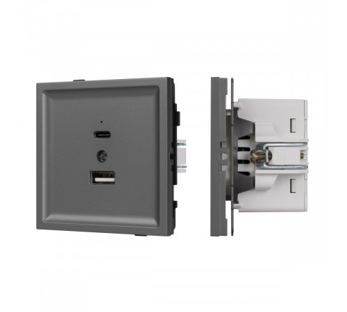 Механизм USB розетки Arlight SCT-TENDO-MUAC-SFPL-GR (5V, 3A, QC3) 054538