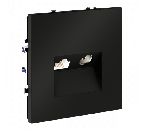 Розетка телевизионная встраиваемая Voltum S70 TV+RJ45 кат. 6, (черный матовый) VLS060708