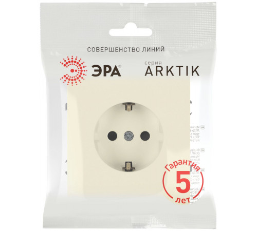 Розетка Эра Arktik 16-2102-02 с заземлением 2P+E Schuko со шторками 16А-250В слоновая кость Б0070425