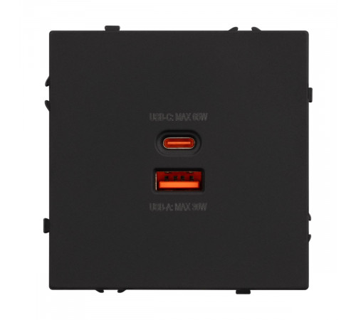 Механизм розетки с быстрой USB зарядкой Arlight SCT-NOBE-MUAC-SFPL-FC-BK (65W, QC3) 054317