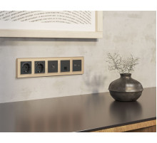 Комплект мех-ма компьютерной розетки RJ-45 экранированной с автоматической защитной шторкой Alfa Графит мягкое касание Quant Ambrella Volt MA912005 (AP9120, VM185)