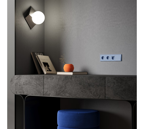 Накладка для розетки с заземлением и защитными шторками Voltum S70 (деним) VLS000715