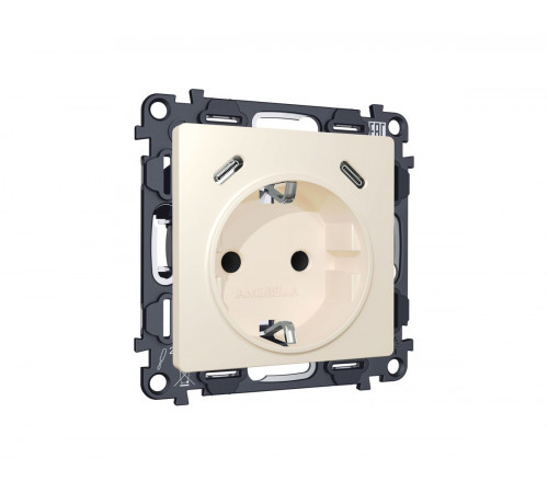 Комплект механизма электрической розетки 2USB С+C 20W с/з на винтовых зажимах 16A-250V Alfa Бежевый матовый Quant Ambrella Volt MA330510 (AP3305, VM165) Комплект механизма электрической розетки 2USB С+C 20W с/з на винтовых зажимах 16A-250V Alfa Бежевый матовый Quant Ambrella Volt MA330510 (AP3305, VM165)