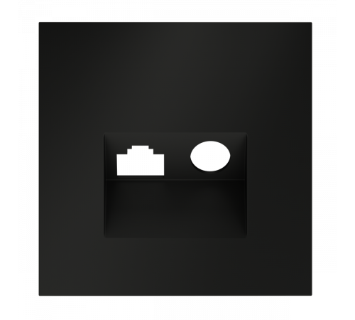 Накладка для розетки TV+RJ45 кат. 6 Voltum S70 (черный матовый) VLS002708