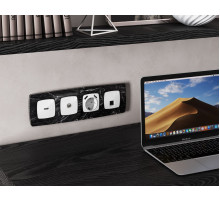 Комплект механизма компьютерной розетки Ambrella Volt RJ-45 (8P8C) CAT6A экранированной с автоматической защитной шторкой OMEGA MO112005 Белый глянец QUANT (OP1120, VM185)