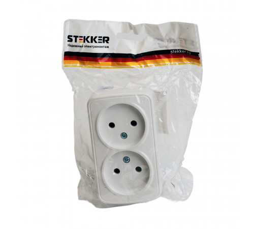 Розетка накладная 2-местная Stekker Basic PST10-502-20 50075 Розетка накладная 2-местная Stekker Basic PST10-502-20 50075