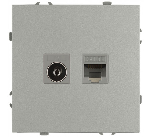 Розетка Эра Galaxy 15-3110-03 комбинированная RJ45+TV IP20 алюминий Б0070780