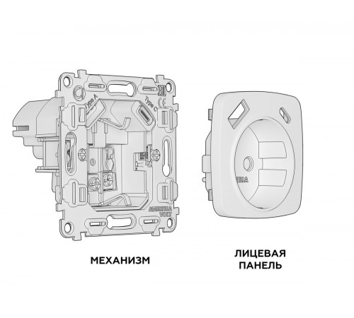 Комплект механизма электрической розетки USB A+C 20W Ambrella Volt Omega (OP1100, VM160) MO110010