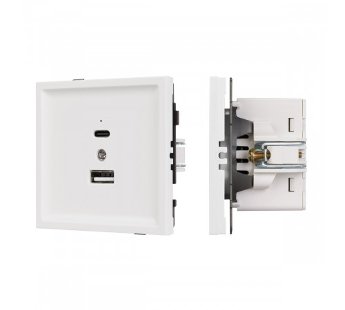 Механизм USB розетки Arlight SCT-TENDO-MUAC-PL-WH (5V, 3A, QC3) 054094