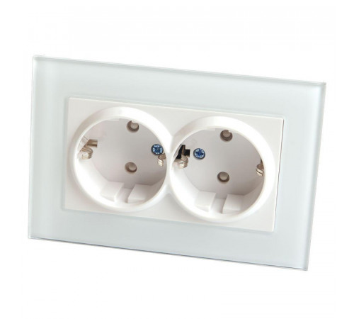 Розетка двойная Stekker Катрин с/з 16A 250V с защитной шторкой белый GLS16-7014-01 39169