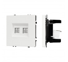 Розетка компьютерная двойная софт-тач белый кварц Arlight SCT-MPC2-SFPL-WH (2хRJ-45, CAT6) 054312(1)