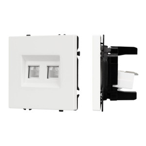 Розетка компьютерная двойная софт-тач белый кварц Arlight SCT-MPC2-SFPL-WH (2хRJ-45, CAT6) 054312(1)