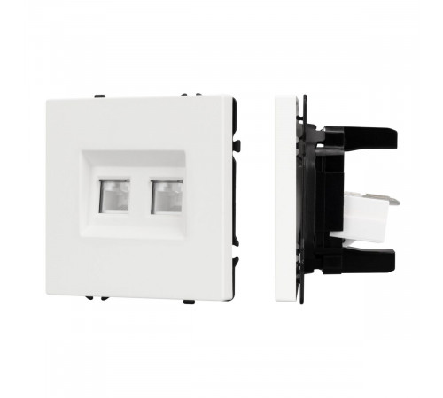 Розетка компьютерная двойная софт-тач белый кварц Arlight SCT-MPC2-SFPL-WH (2хRJ-45, CAT6) 054312(1)