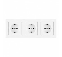 Розетка тройная (трехпостовая) с/з и шторками Arte Milano SET06-3-40-1x3 white