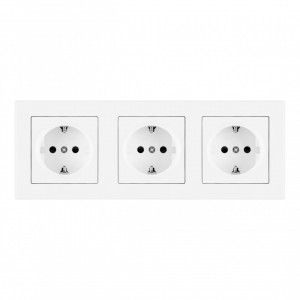 Розетка тройная (трехпостовая) с/з и шторками Arte Milano SET06-3-40-1x3 white
