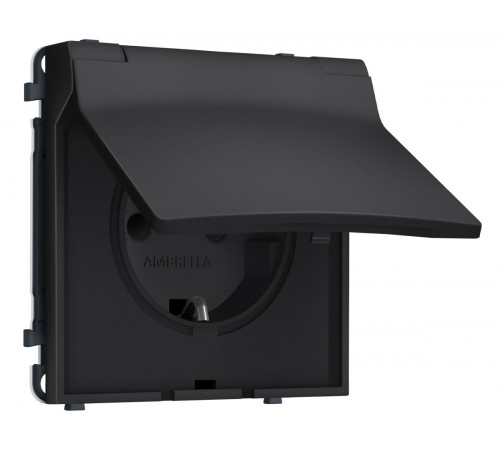 Комплект механизма электрической розетки SIGMA Черный матовый 50Hz 2P+E с/з с/ш и крышкой IP44 16A-250V QUANT PRO Ambrella Volt MS808010 (SP8080, PR141)