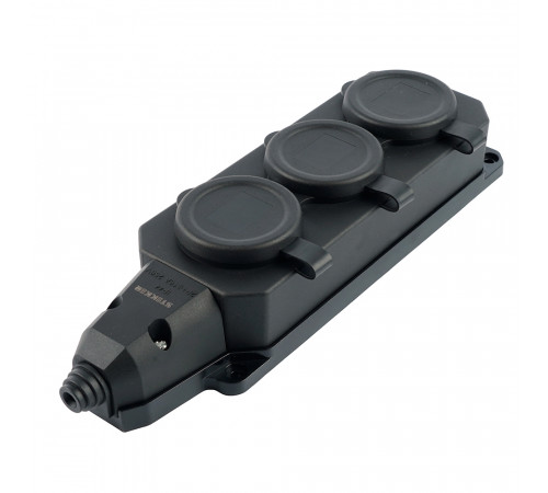 Розетка переносная 3-местная c/з Stekker RST16-3-44 250В 16А IP44 черный 50806