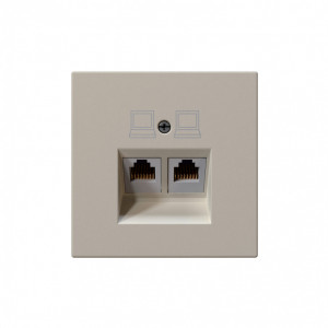 Интернет-розетка RJ45 двойная с накладкой, цвет Сахара Jasmart FD6106SH