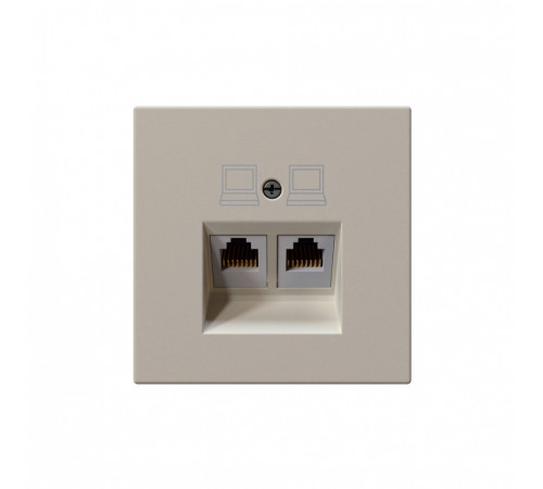 Интернет-розетка RJ45 двойная с накладкой, цвет Сахара Jasmart FD6106SH