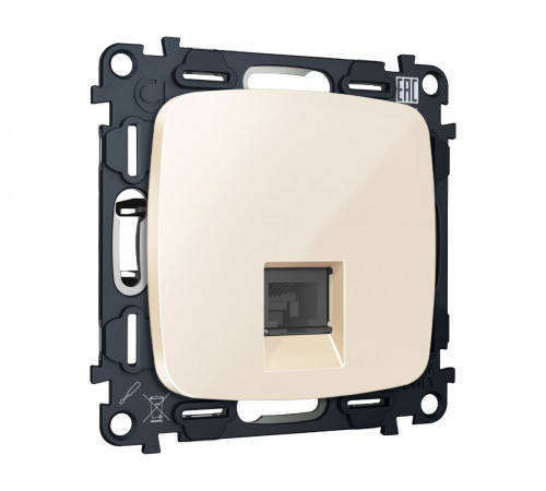 Комплект механизма компьютерной розетки Ambrella Volt RJ-45 (8P8C) CAT6A экранированной с автоматической защитной шторкой OMEGA MO312005 Бежевый глянец QUANT (OP3120, VM185)