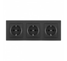 Розетка тройная (трехпостовая) с/з и шторками Arte Milano SET06-3-40-1x3 black
