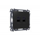 Комплект механизма компьютерной двойной розетки RJ-45 Ambrella Volt MA812110 (8P8C) CAT6 с автоматической защитной шторкой Alfa Черный матовый Quant