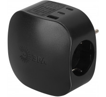 Разветвитель электрический ЭРА SP-3e-3USBAC-B на 3 розетки + 3 USB A+C с заземлением со шторками 16А черный Б0069082