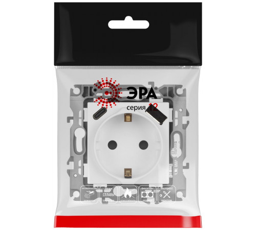 Розетка со шторками с USB type-A+C Эра 12-4108-01М Б0067711