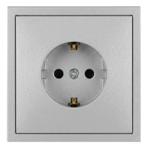 Розетка ЭРА Galaxy 15-2101-03 c заземлением 2P+E Schuko 16А-250В IP20 алюминий Б0070624