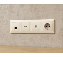 Комплект механизма TV розетки оконечной экранированной 5-1000MHz 3dB Alfa Бежевый матовый Quant Ambrella Volt MA333005 (AP3330, VM199)