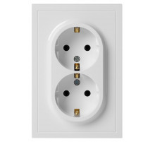 Розетка Эра Galaxy 15-2105-01 с заземлением двойная 2X2P+E Schuko со шторками IP20 16А-250В белый Б0070697