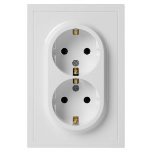 Розетка Эра Galaxy 15-2105-01 с заземлением двойная 2X2P+E Schuko со шторками IP20 16А-250В белый Б0070697
