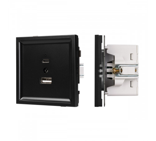Механизм USB розетки Arlight SCT-TENDO-MUAC-PL-BK (5V, 3A, QC3) 054095