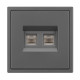 Механизм сдвоенной телефонной розетки Arlight SCT-NOBE-MTL2-SFPL-GR (RJ-11, 4C) (Серый базальт) 054311