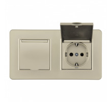 Розетка двойная (двухпостовая) с/з и шторками Arte Milano SET16-2-41-1x2 shampan