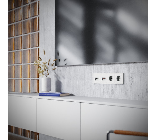 Розетка телевизионная встраиваемая Voltum S70 TV+RJ45 кат. 6, (сталь) VLS060705