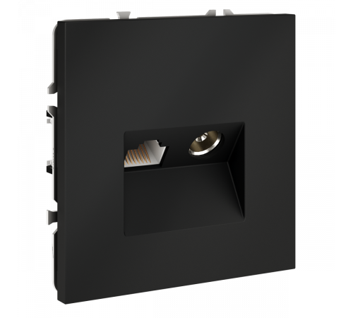 Розетка телевизионная встраиваемая Voltum S70 TV+RJ45 кат. 6, (графит) VLS060707