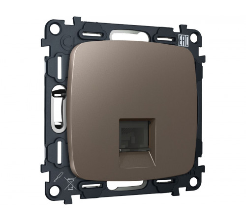 Комплект механизма компьютерной розетки Ambrella Volt RJ-45 (8P8C) CAT6A экранированной с автоматической защитной шторкой OMEGA MO642005 Темная бронза матовый QUANT (OP6420, VM185)