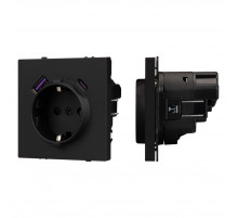 Розетка зк со шторками с USB тип А+С софт-тач черный оникс Arlight SCT-MUAC-SFPL-BK (250V, 16A) 054285(1)