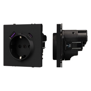 Розетка зк со шторками с USB тип А+С софт-тач черный оникс Arlight SCT-MUAC-SFPL-BK (250V, 16A) 054285(1)