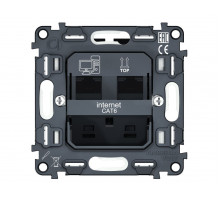 Механизм компьютерной двойной розетки RJ-45 (8P8C) CAT6 с автоматической защитной шторкой QUANT Ambrella Volt VM189